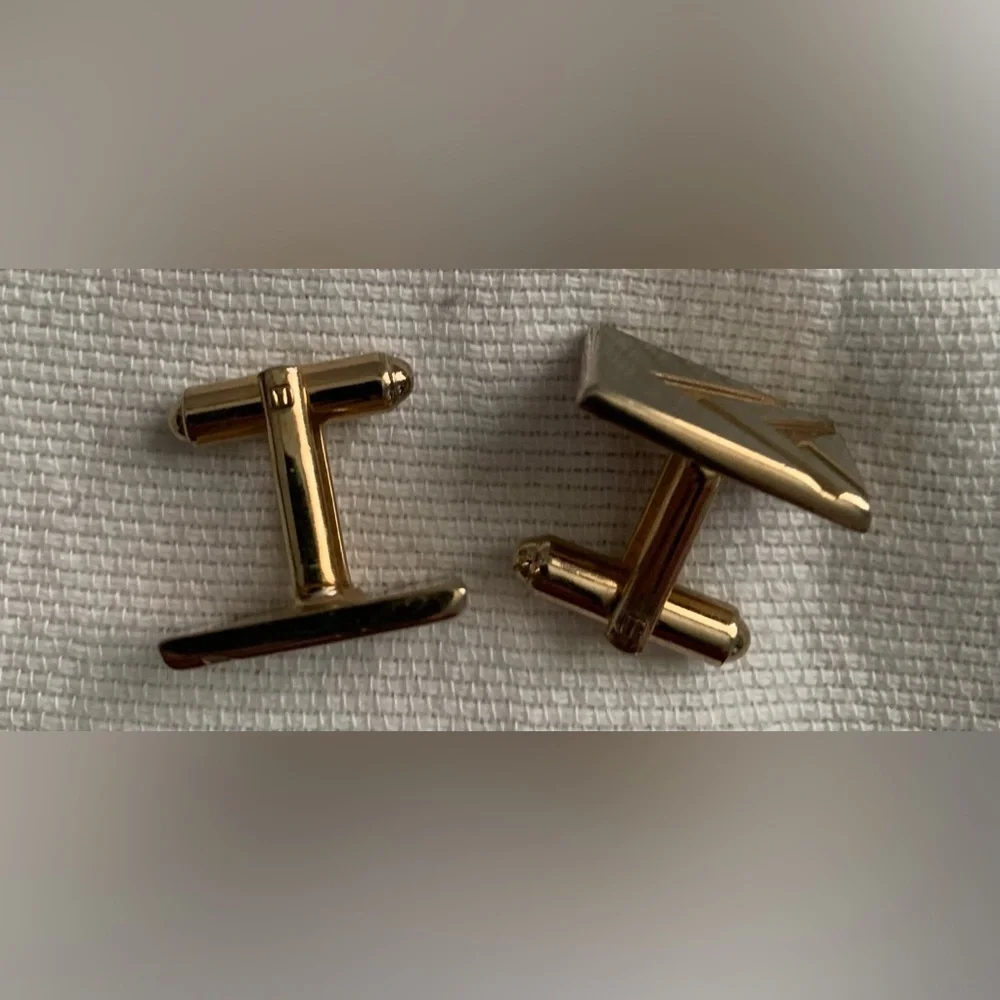 Vintage Two Toned Rectangular Cufflinks Made in The USA